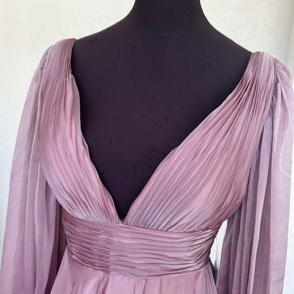 Mac Duggal Evening 67414D Long Sleeve Deep V-Neck Gown Size 4 Prom Pageant Dress - Picture 6 of 11